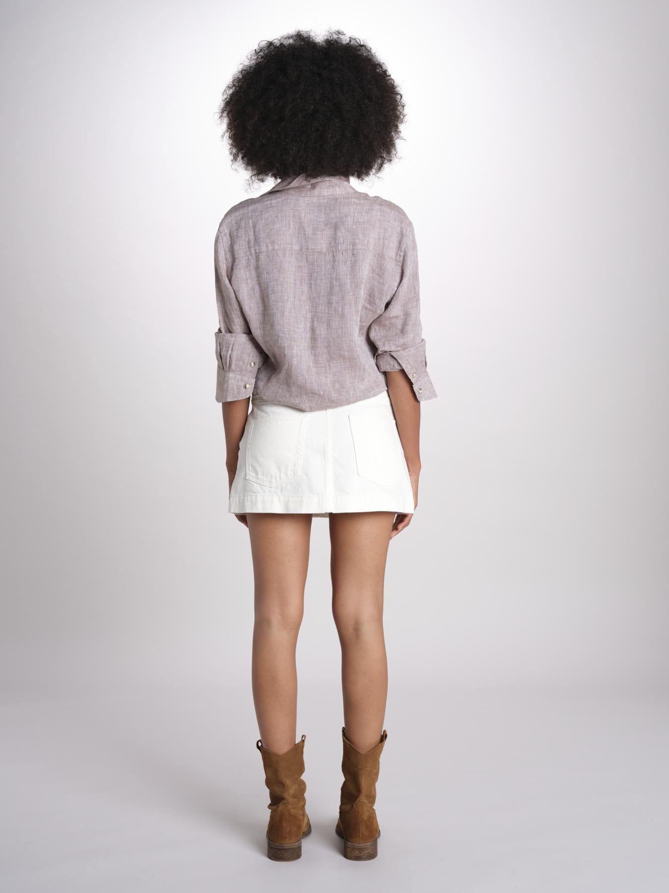 minigonna denim MIETTA C43 IVORY milaura 