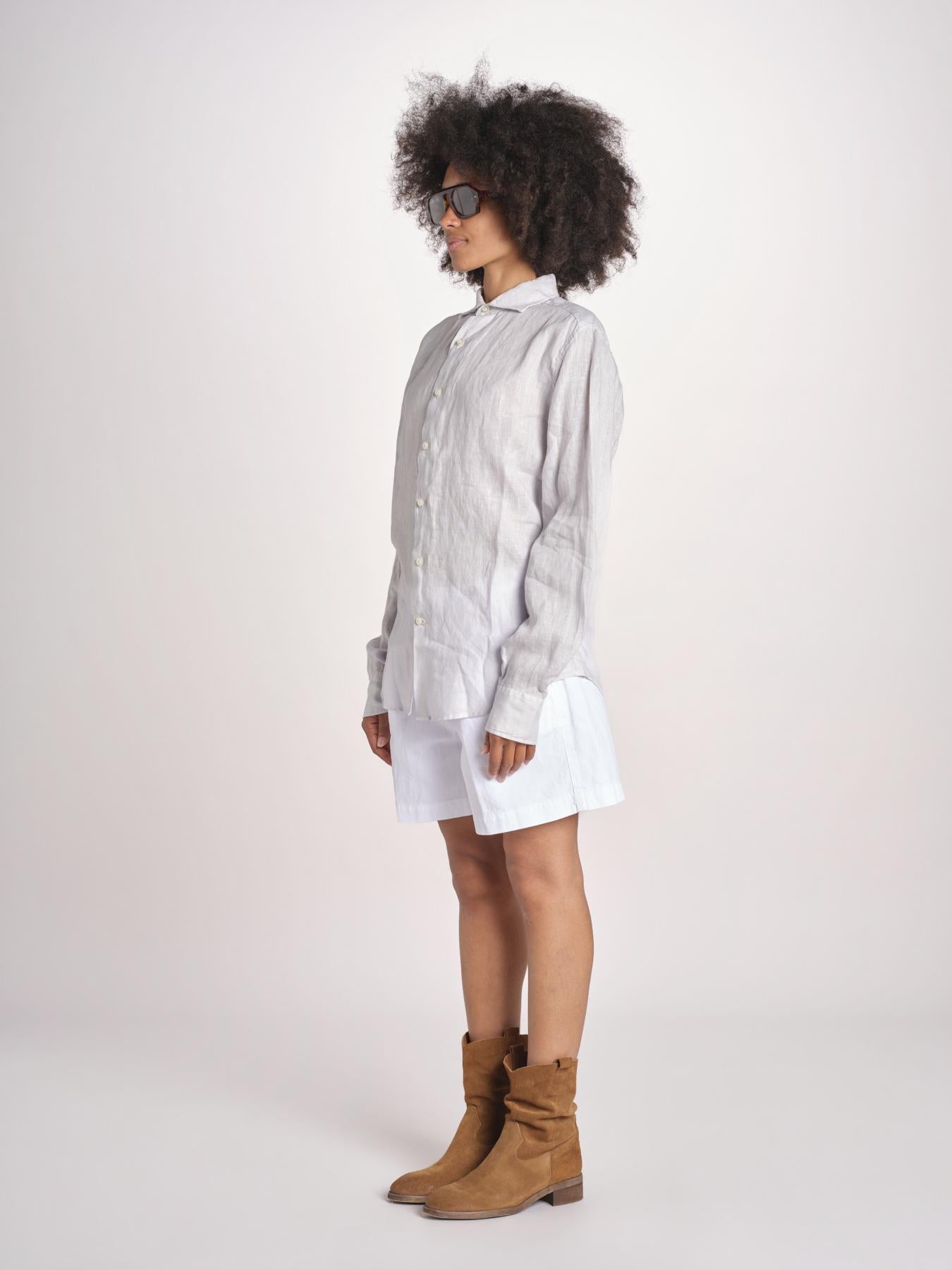 Camicia maschile in lino M012 1017 PERLA milaura 
