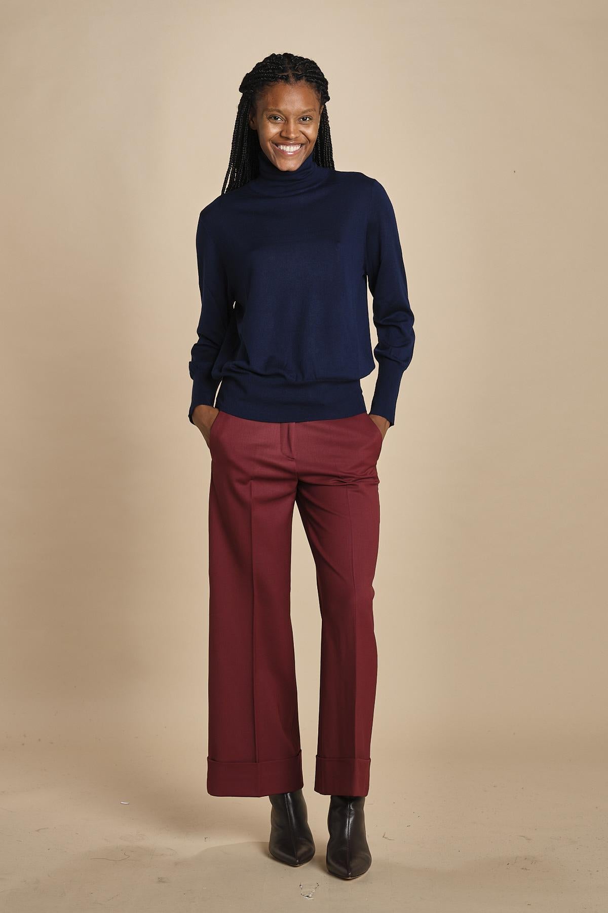 pantalone cropped con risvolto in gabardina MELODIA 652339 164 quelledue 