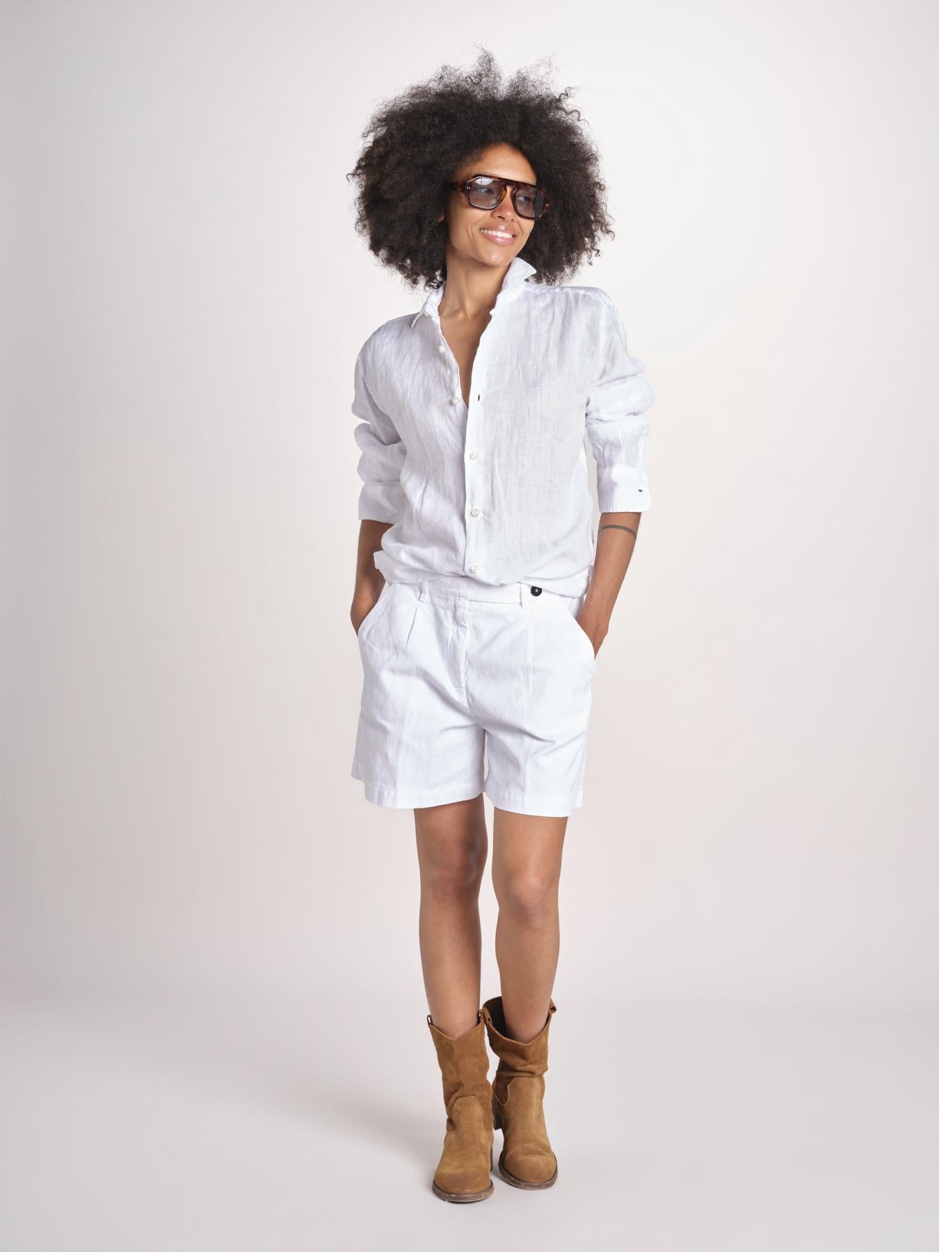 camicia maschile in lino M012 10 BIANCO milaura 