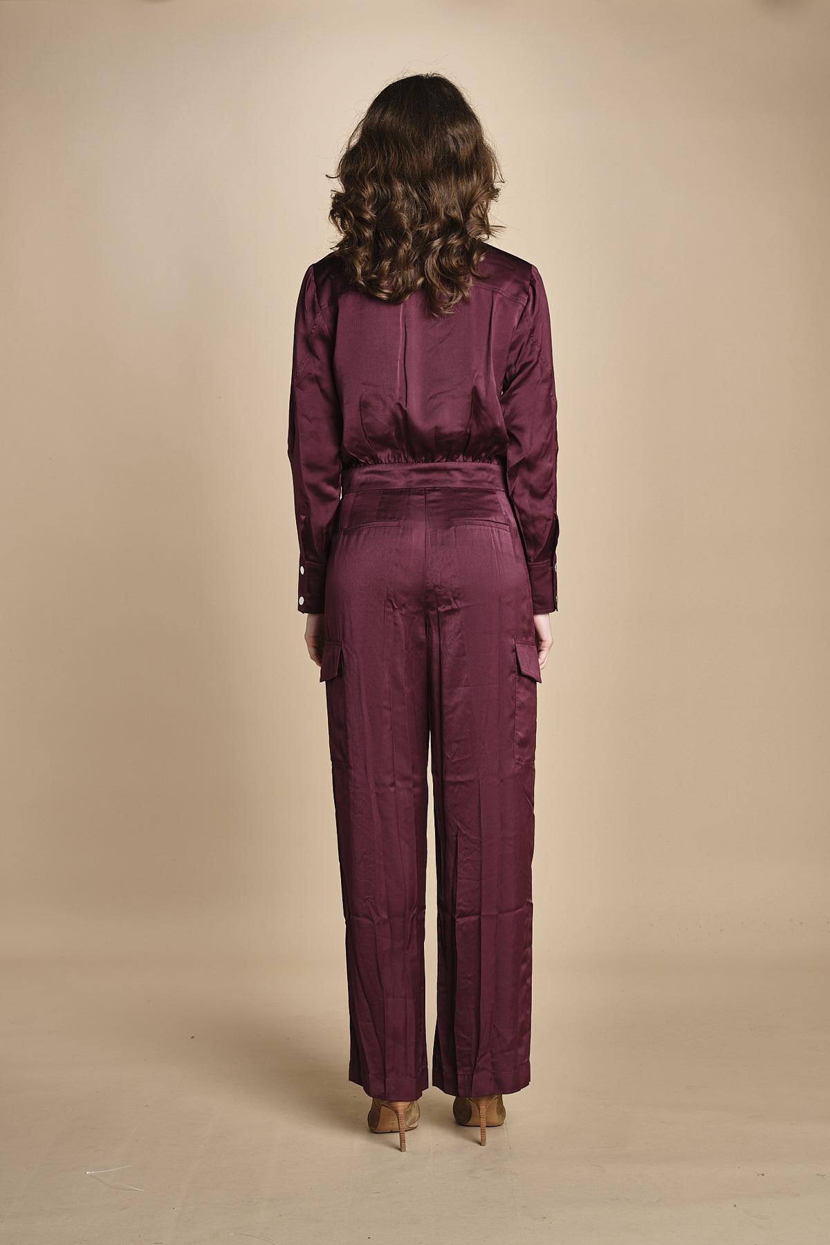 tuta in raso con zip CARMY PRUNE ba&sh 