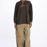 Camicia ALLEGRA seta con ricami ALLEGRA BROWN fortela 