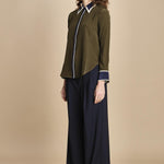 camicia con collo e polsi a contrasto CR_3069T OLIVE bodice 