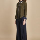 camicia con collo e polsi a contrasto CR_3069T OLIVE bodice 