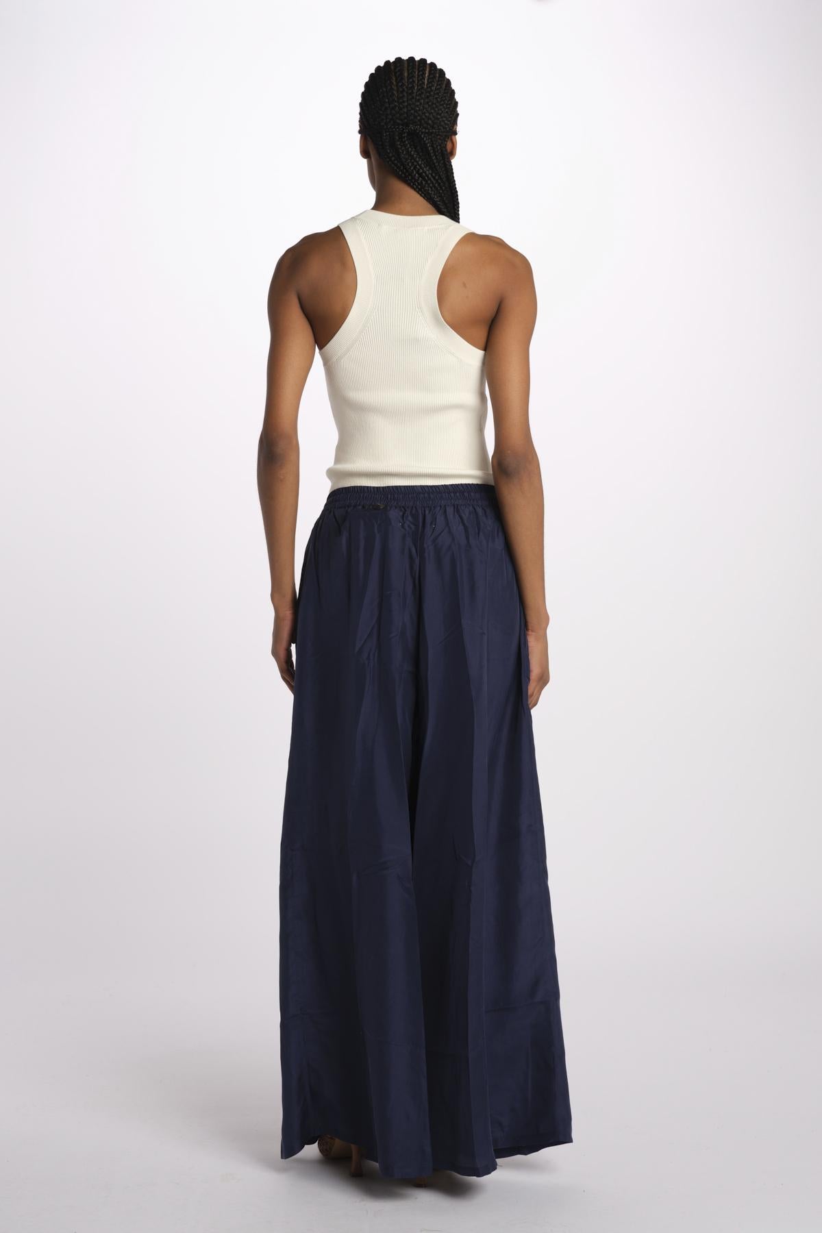 PALAZZO pantaloni in seta  by milaura. BE24252PANT NAVY benaras soleil 