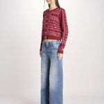Cardigan con ricamo punto croce 076 BURGUNDY sea ny 