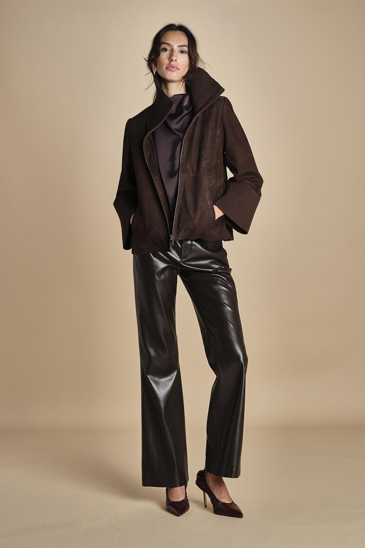 TUX top senza manica con drappeggio F25-141 039 CHOCOLAT oscar 