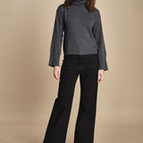 denim a zampa con taschine FAUVE BLACK fam 