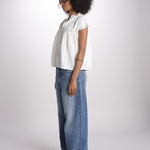 camicia in voille e pizzo con maniche corte GANU 6EVA53-V09890 BLANC vanessa bruno 