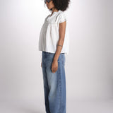 camicia in voille e pizzo con maniche corte GANU 6EVA53-V09890 BLANC vanessa bruno 