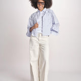 camicia con fiori applicati SIENA WINDSURFER BLU scarlett poppies 