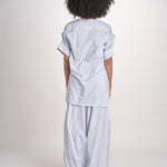 camicia maniche corte a righe con piping BERTA LIGHT BLUE STRIPES jejia 