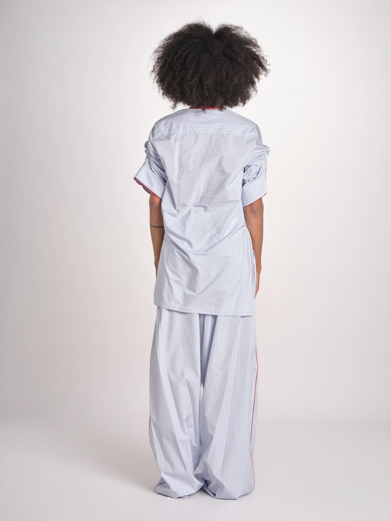 camicia maniche corte a righe con piping BERTA LIGHT BLUE STRIPES jejia 