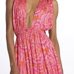 Mini abito SUZIE scollo incrociato ricamo fiori S25109 MERIDACORAL sundress 