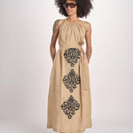 abito lungo BE25245 BEIGE BLACK benaras soleil 
