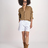 Camicia maschile in lino M012 973 CAPPUCCINO milaura 