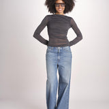 top maniche lunghe in tulle TSH0135GAIA BLEU GRIS BLE2625W soeur 