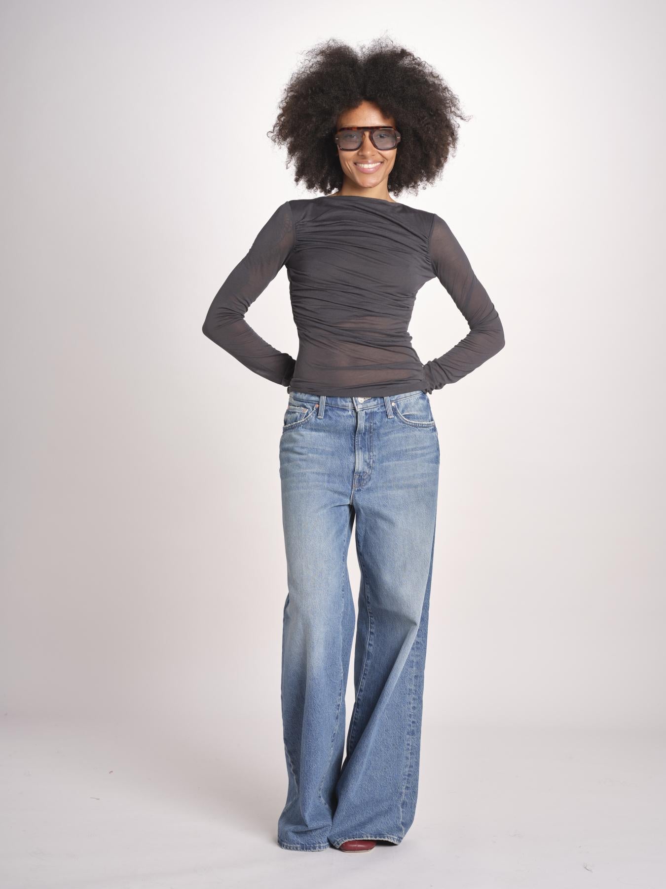 top maniche lunghe in tulle TSH0135GAIA BLEU GRIS BLE2625W soeur 