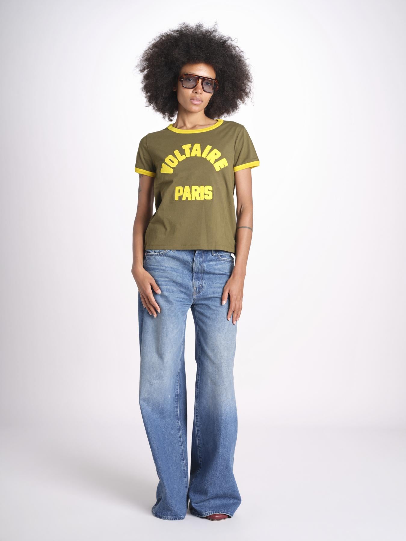 t-shirt con bordi a contrasto JWTS02851 TILLEUL 324 zadig & voltaire 