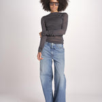 top maniche lunghe in tulle TSH0135GAIA BLEU GRIS BLE2625W soeur 