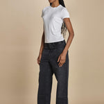 t-shirt a costine con manica corta THE RIB BABY TEE WE24JKT015 WHITE frame 