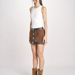 minigonna con chiusura in ottone 12094-16 TOBACCO retrofete 