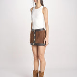minigonna con chiusura in ottone 12094-16 TOBACCO retrofete 