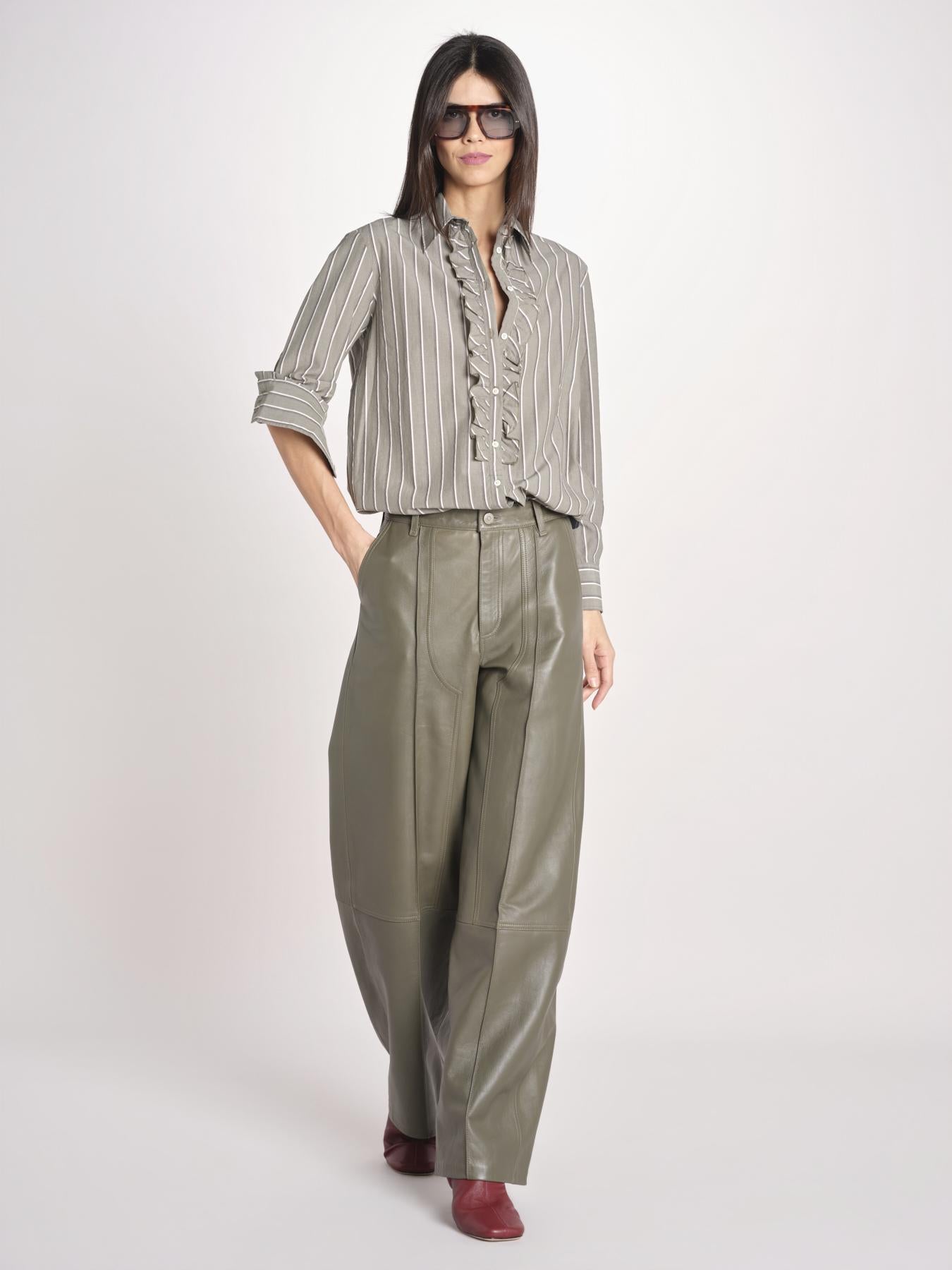 pantalone in pelle LESLIE IO118060 DARK EUCALYPTUS GR533 ivy oak 