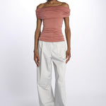 Top ARIEL jersey arricciato 12248302 TERRACOTTA malina 