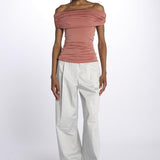 Top ARIEL jersey arricciato 12248302 TERRACOTTA malina 
