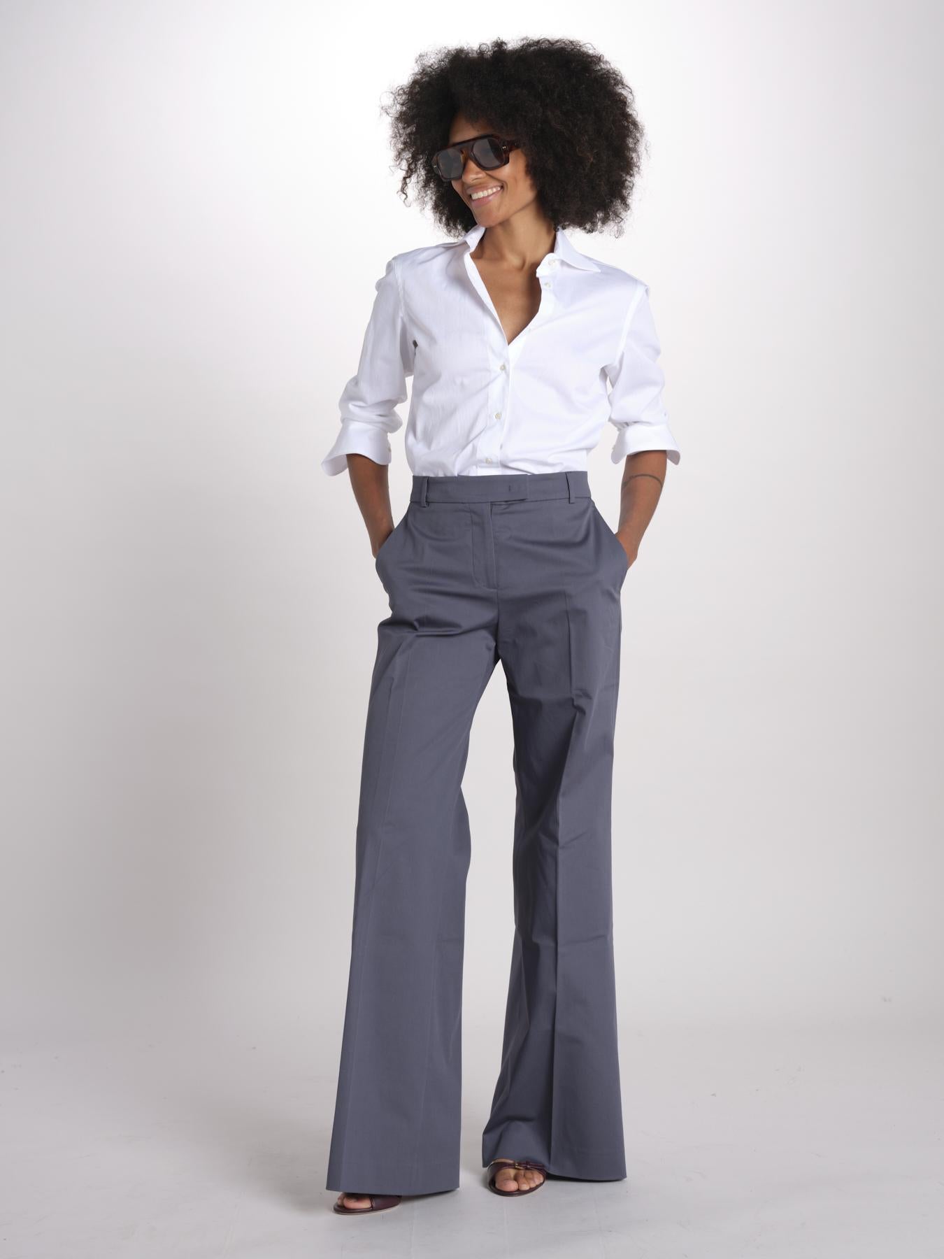 pantalone diritto in cotone MELODY L 684 54 70 SLATE quelledue 