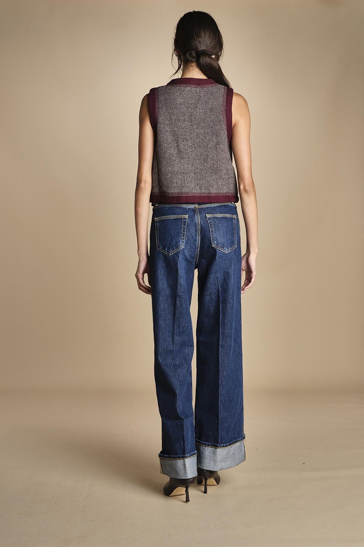gilet in tessuto diagonale ricamato WILL GILET GREY antik batik 