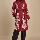 cappotto jaquard fiori COLD FLOWER 351870 BURGUNDY farm rio 