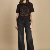 t-shirt con scritta e strass. JWTS02845 DARK CHOCOLATE 213 zadig & voltaire 