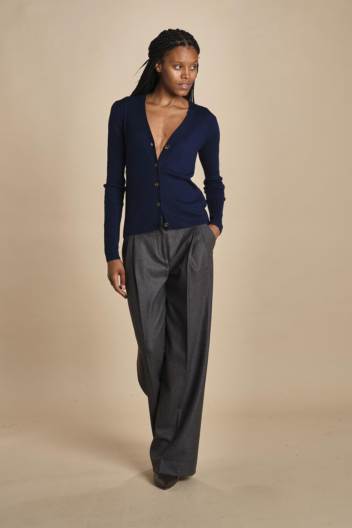 MIL LAU2 cardigan a costine fin.16 MIL LAU2 E21210 BLU milaura 
