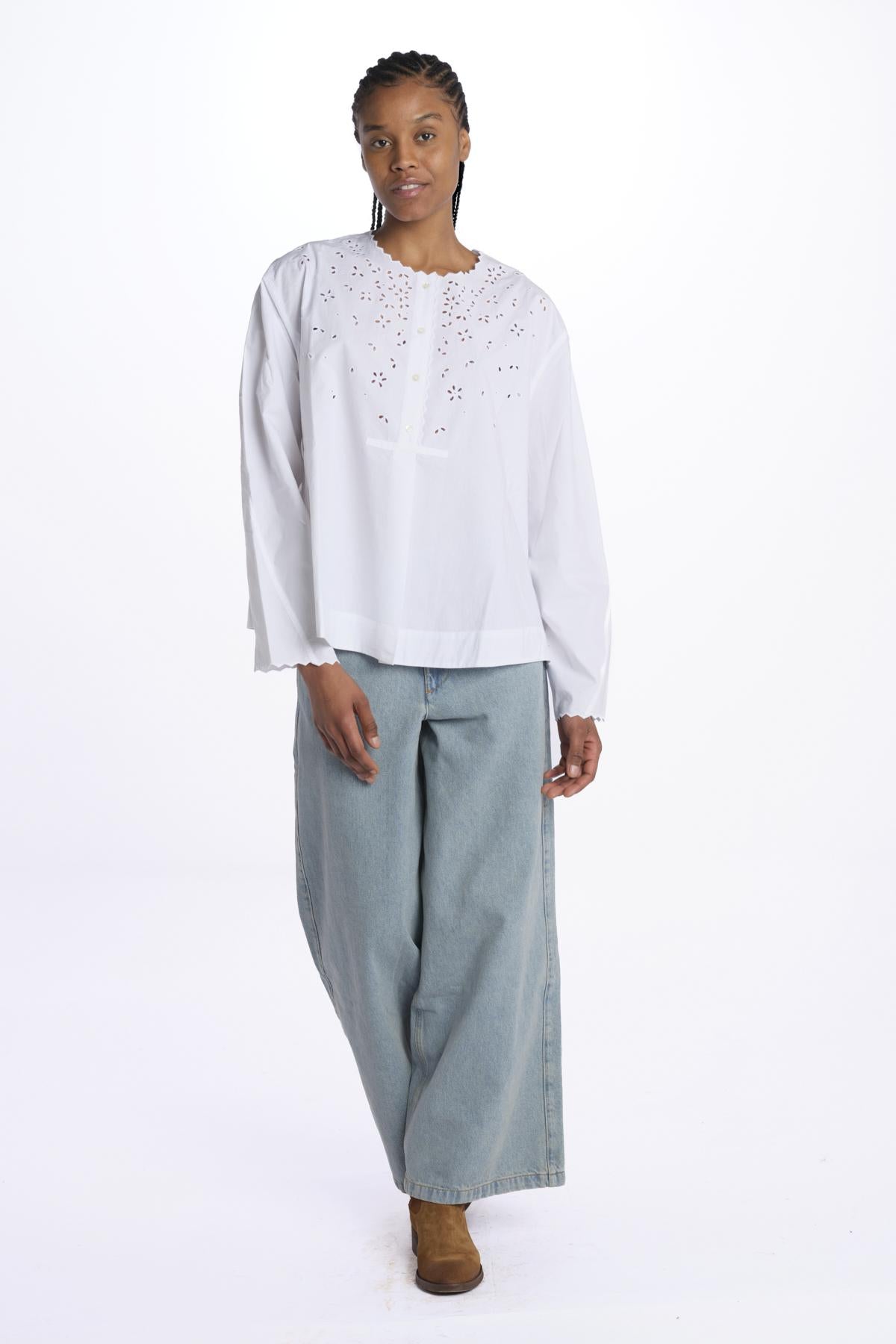 DESTINEE camicia girocollo sangallo CHE1645DESTINEE BLA0125S soeur 