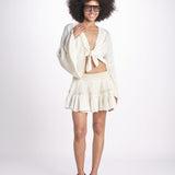 minigonna a balze in lurex gessato ROSE OFF WHITE christianzen 