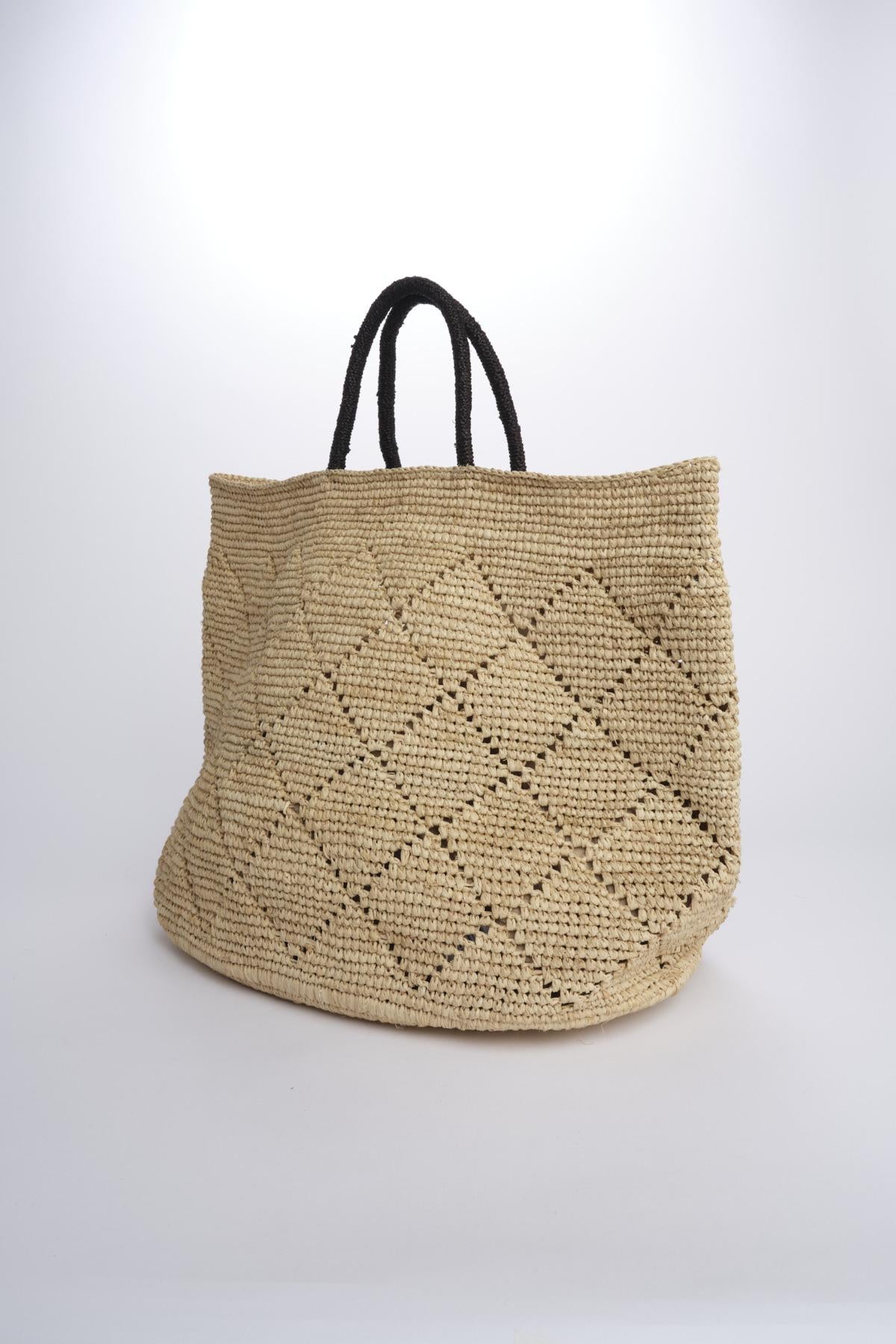 BURURI shopping in paglia con manici a contrasto BURURI NATURALE camalya 