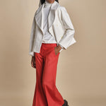 pantalone cropped con risvolto in gabardina MELODIA 652339 38 quelledue 