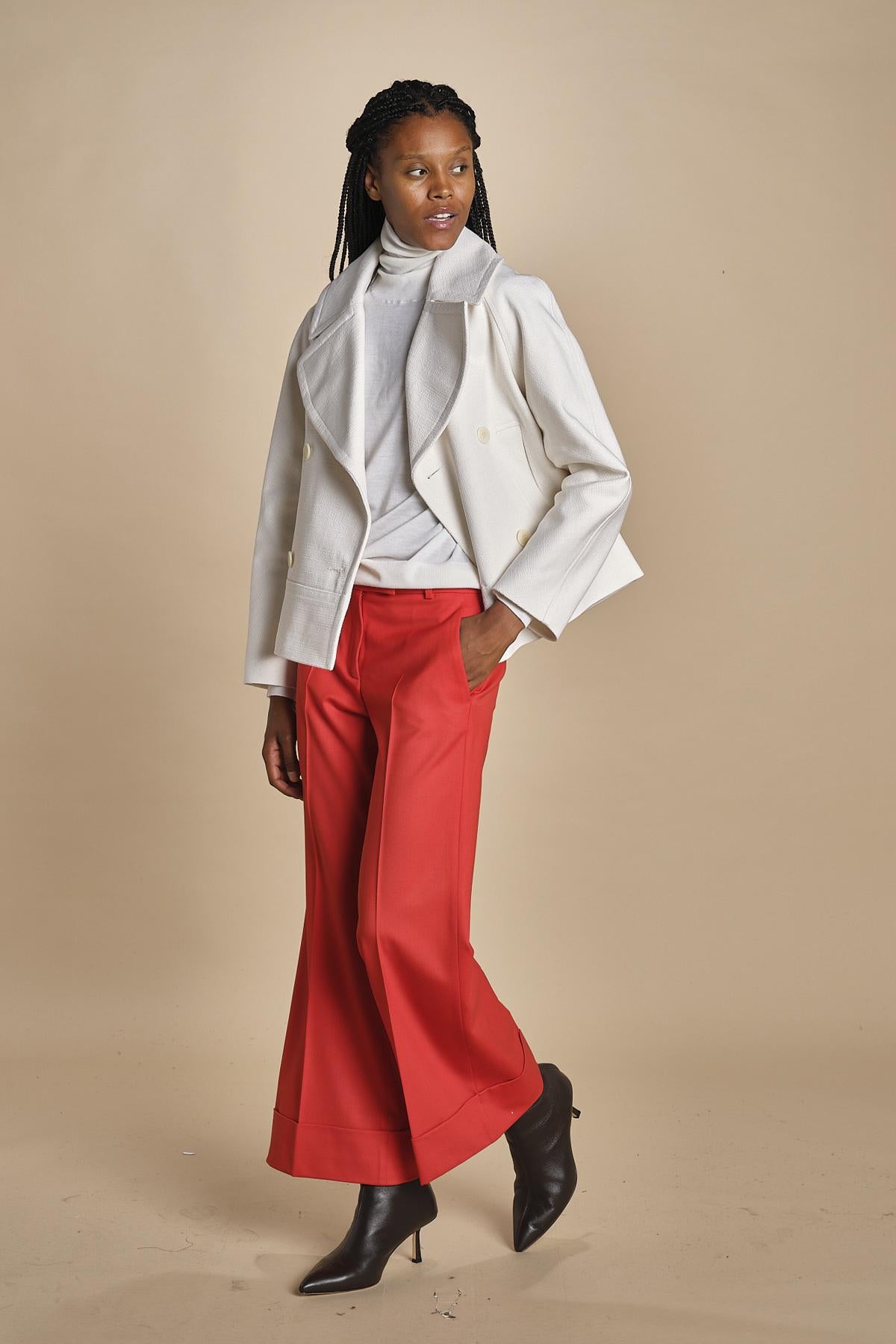 pantalone cropped con risvolto in gabardina MELODIA 652339 38 quelledue 