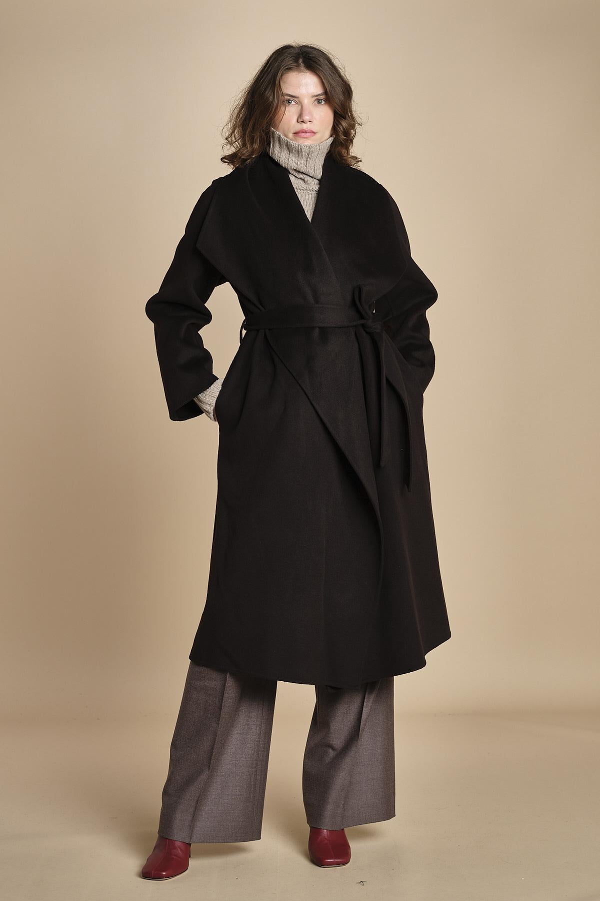CARRIE ROSE cappotto vestaglia double collo grande IO111048 BR291 ivy oak 