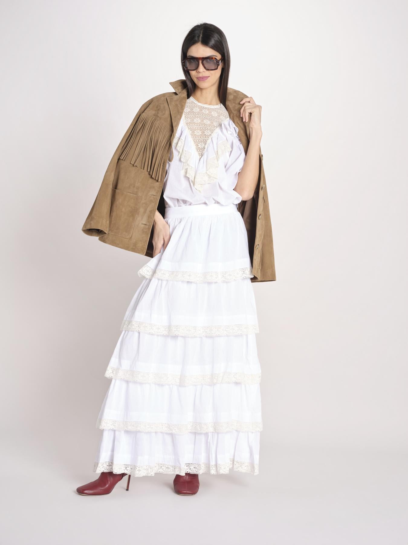 gonna lunga con balze DOLLY SKIRT DOLLY1SKI WHITE antik batik 