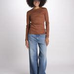 t-shirt manica lunga a costine KOLLINA IO1100X2338 TOBACCO BR208 ivy oak 