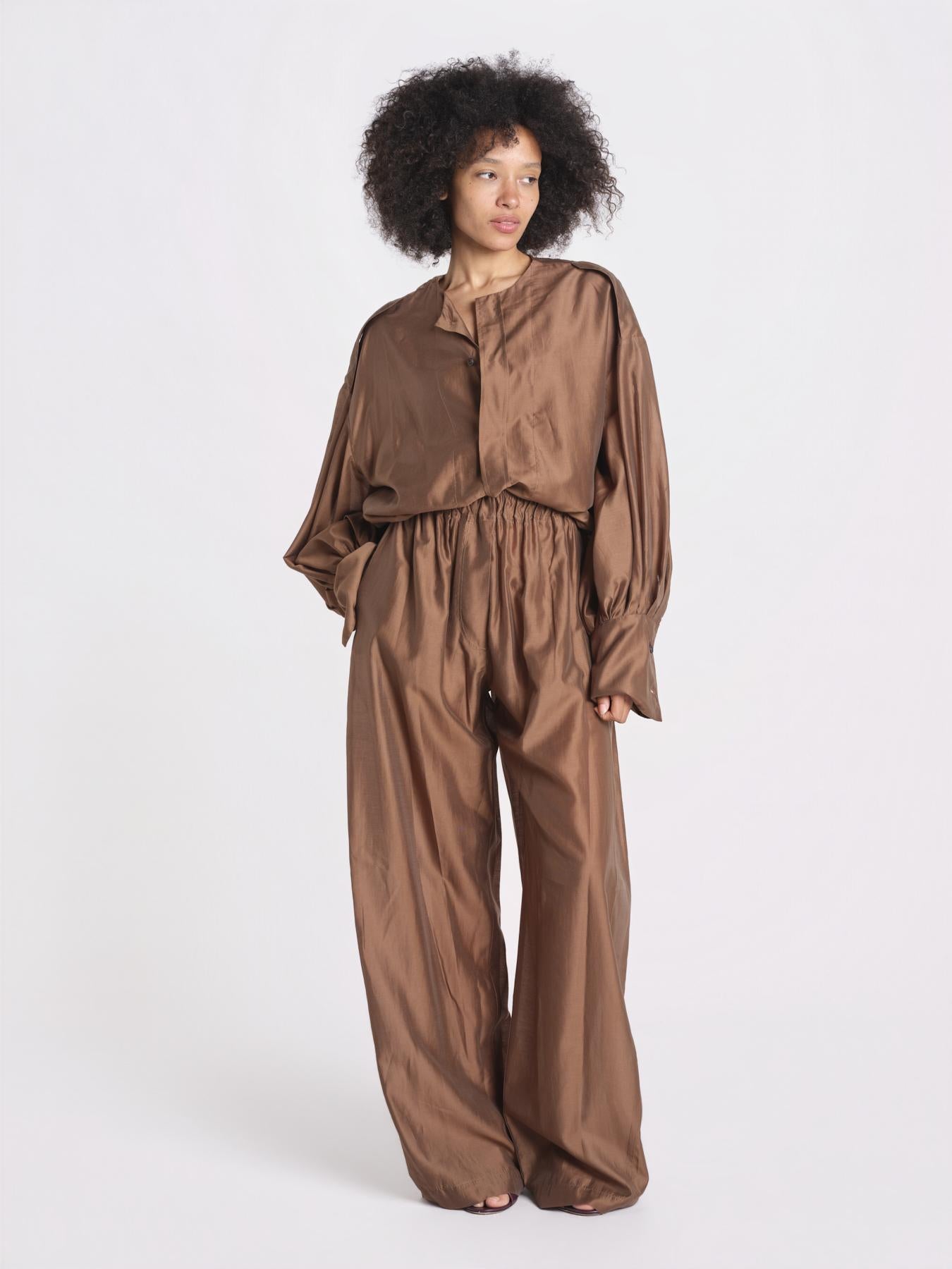 camicia in mussola con manica a sbutto DIANA 4007 T0161 CHOCOLATE T0032 the latest 