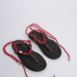 FLO' TWIN  sandalo infradito allacciato alla schiava FLÒ TWIN BROWN RED flòwze 