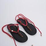 FLO' TWIN  sandalo infradito allacciato alla schiava FLÒ TWIN BROWN RED flòwze 