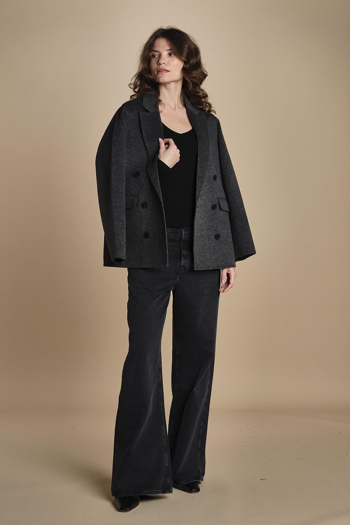 maglia scollo a v NOVA KNIT BLOUSE BLACK herskind 