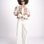 giacca con fiori ricamati GRETA JKT 747215 ECRU MULTI mabe 