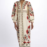 Abito lungo CASHEW MANDALA  stampa fiori 328978 CREAM farm rio 