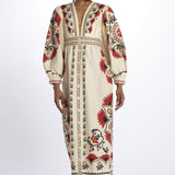 Abito lungo CASHEW MANDALA  stampa fiori 328978 CREAM farm rio 